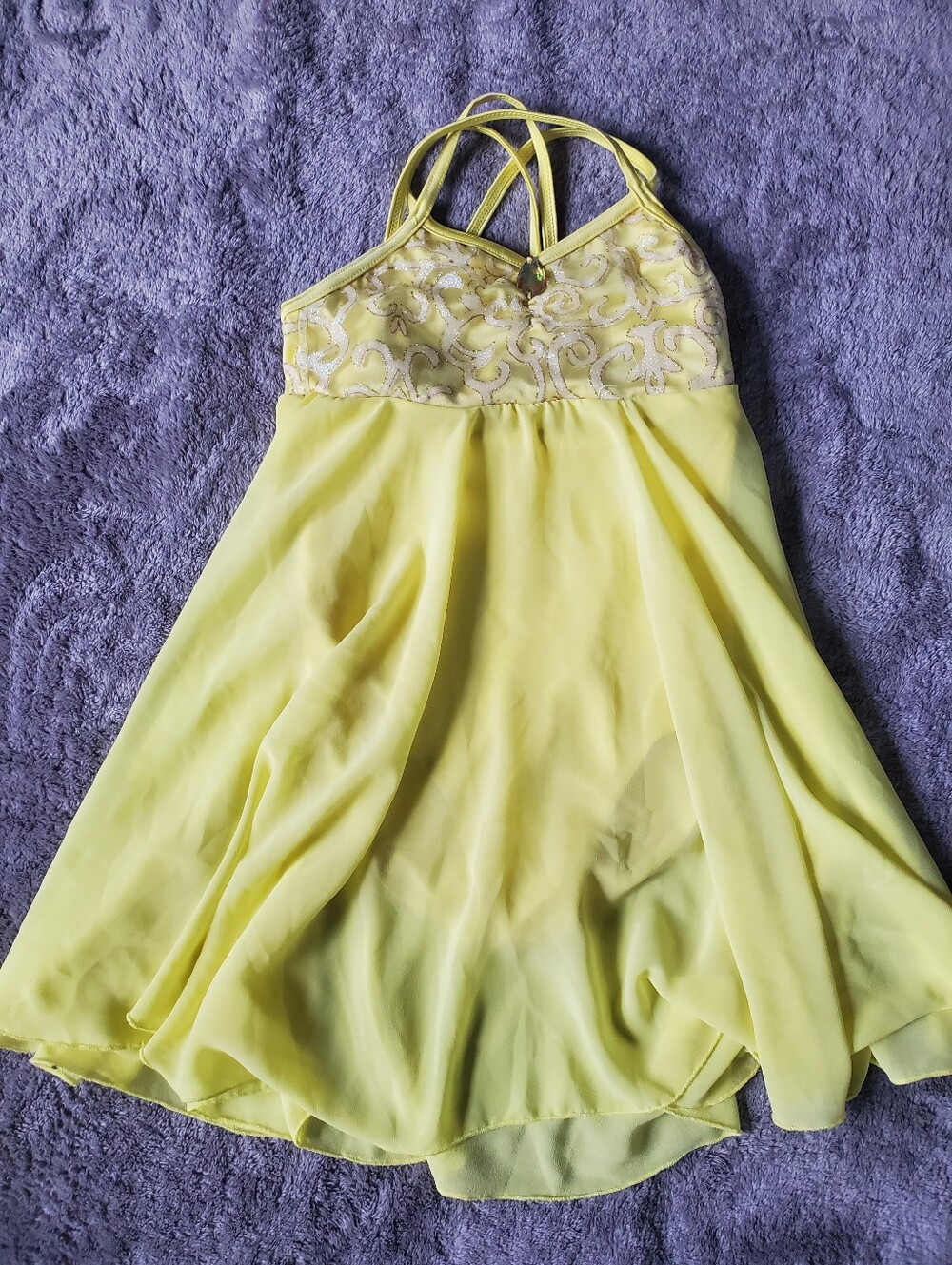 Weissman Girls Yellow Lace-Trim Chiffon Chemise RN 64830 Style 10936 Size SC
